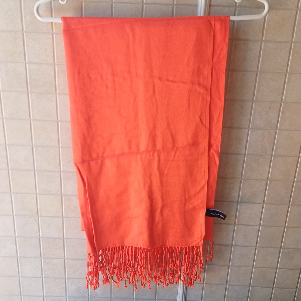 Vibrant Orange Scarf with Fringe